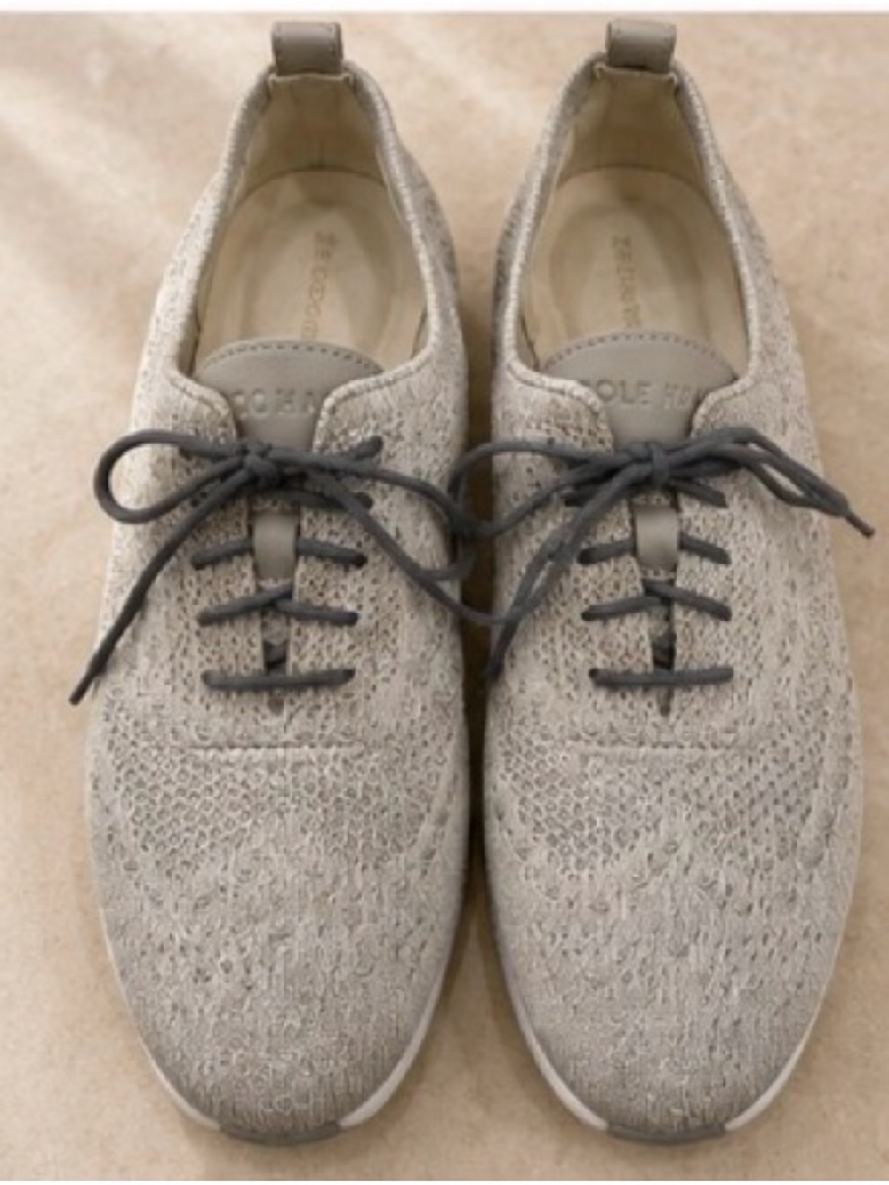 Cole Haan Men’s Light Beige Knit Lace-Up Sneakers 10.5